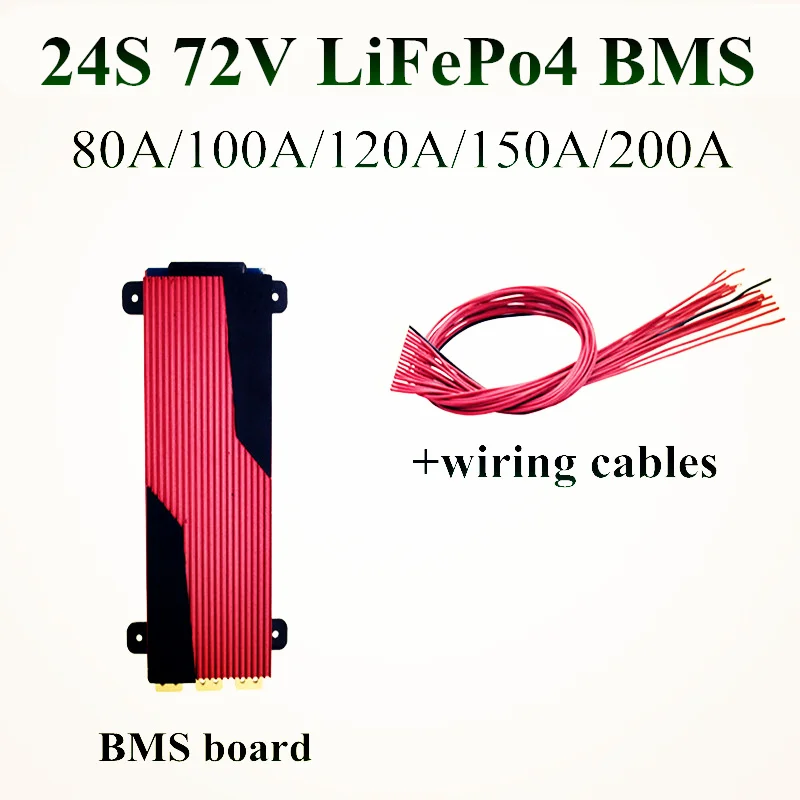

1pcs BMS 72v lifepo4 24s 80A 100A Discharge battery pack bms 120A 150A 200A controller bms for 3.2v lifepo4 72v battery diy kit