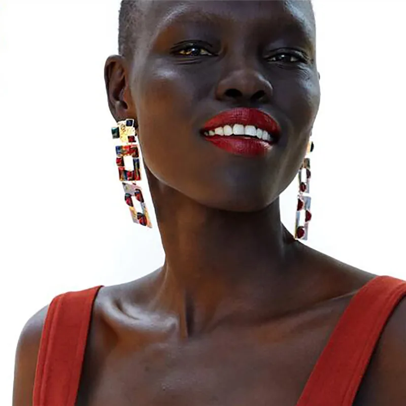 SexeMara 2019 ZA Colorful Square Drop Earrings For Women Geometric Statement Wedding Party Christmas Gift Jewelry Hot | Украшения и