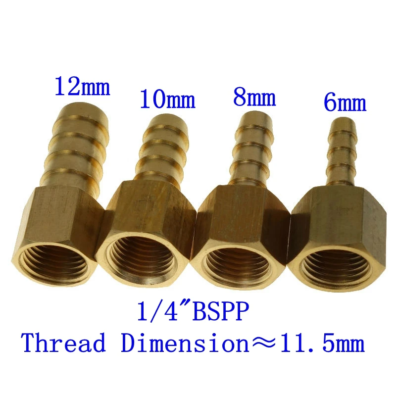 1/8" BSP to 6mm Brass Female Barb Hose Tail Fitting Fuel Air Gas Water 