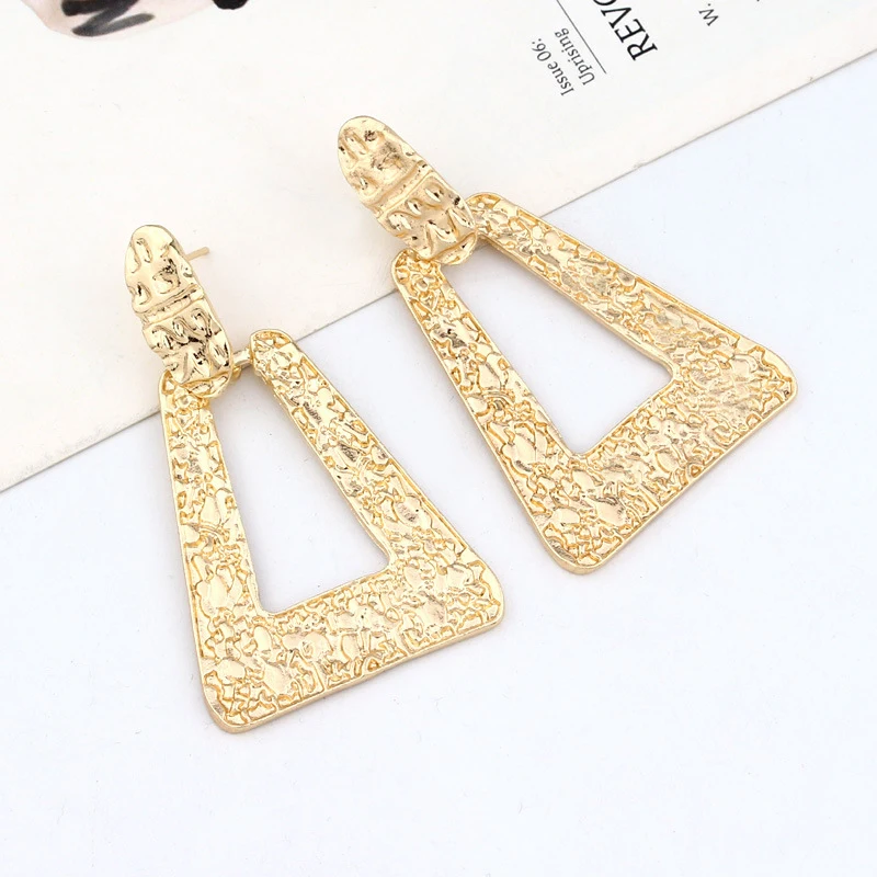 

Geometric Metal drop Round Earrings for women gold color big earrings 2019 fashion jewellery Vintage statement earrings trendy