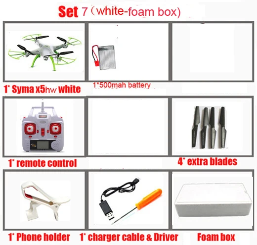Syma X5HW FPV RC Квадрокоптер Дрон с камерой wifi RC Квадрокоптер с FPV камерой в реальном времени RC вертолет Квадрокоптер игрушки - Цвет: set7