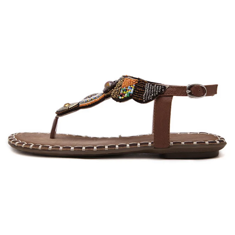 ها الكبرى بوهيميا صنادل طراز جلاديتور الصيف الوجه يتخبط زلة على الشقق خمر أحذية امرأة مطرز الزواحف النساء الأحذية XWZ3363