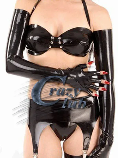 Crazy club New Half Fingerless gloves latex arm length latex gummi latex fetish latex gloves Zentai