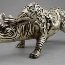 Разработка китайских фэн-шуй ручной белый медный животного статуя носорога