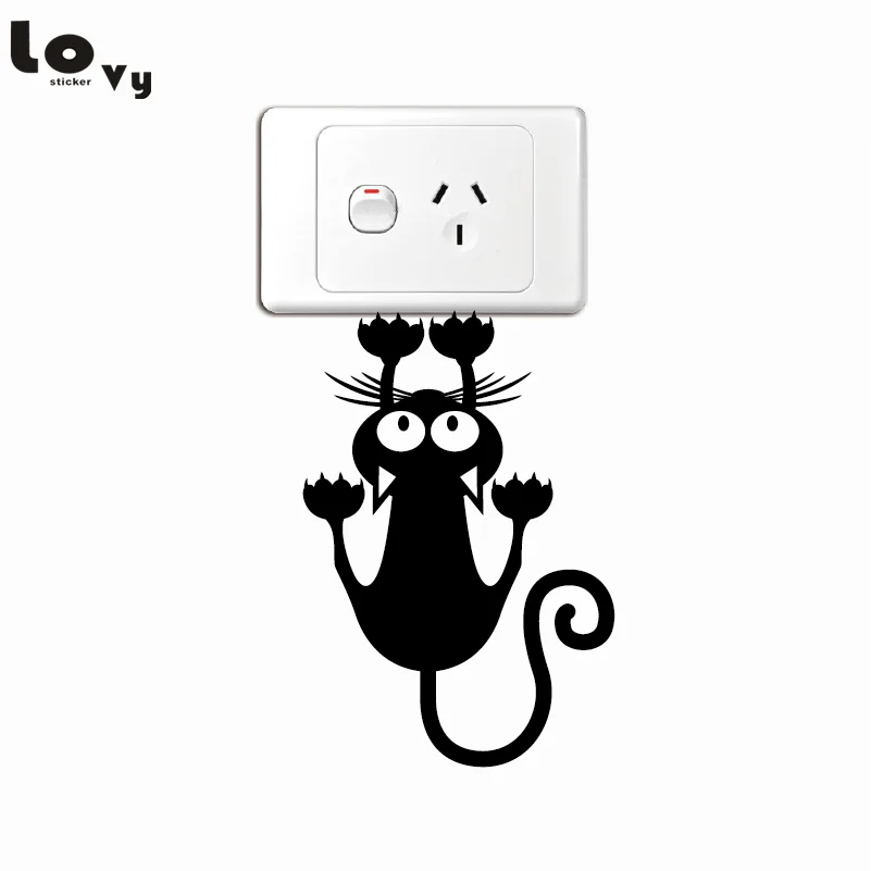 

Creative Cat Hanging On Light Switch Sticker Cartoon Animal Wall Stickers for Kids Rooms Bedroom Home Decor