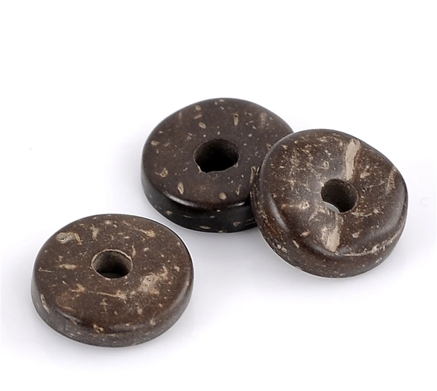 DoreenBeads бусины из кокоса ракушки плоские круглые кофе диаметром 12 мм 200 шт. (B22273)