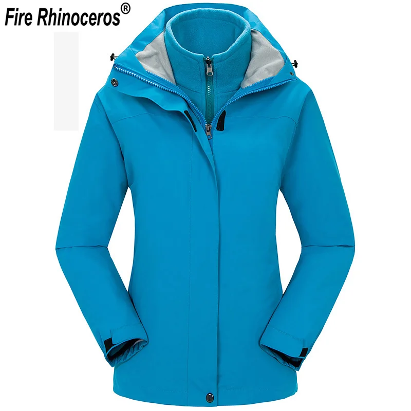 

New 6 Colors Solid Women Windproof Waterproof Winter Jacket Outdoor Hiking Skiing Sport 3 in 1 Jacket Warm Coat FRH148