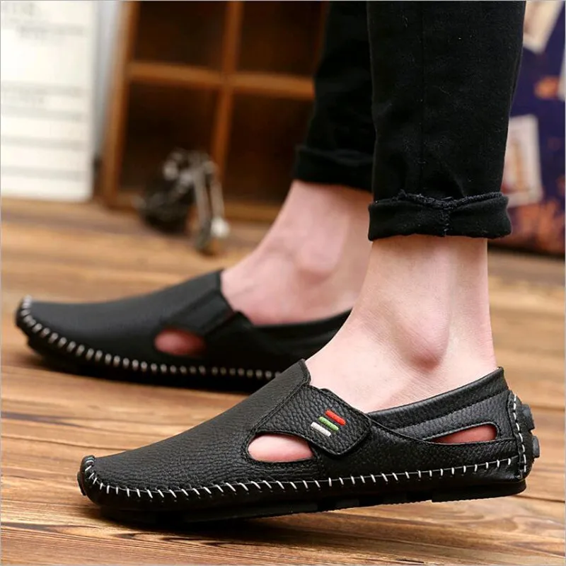 

Leather Mens Shoe Spring Summer Breath Men Luxury Driving Shoes Slip On Casual Male Loafers
