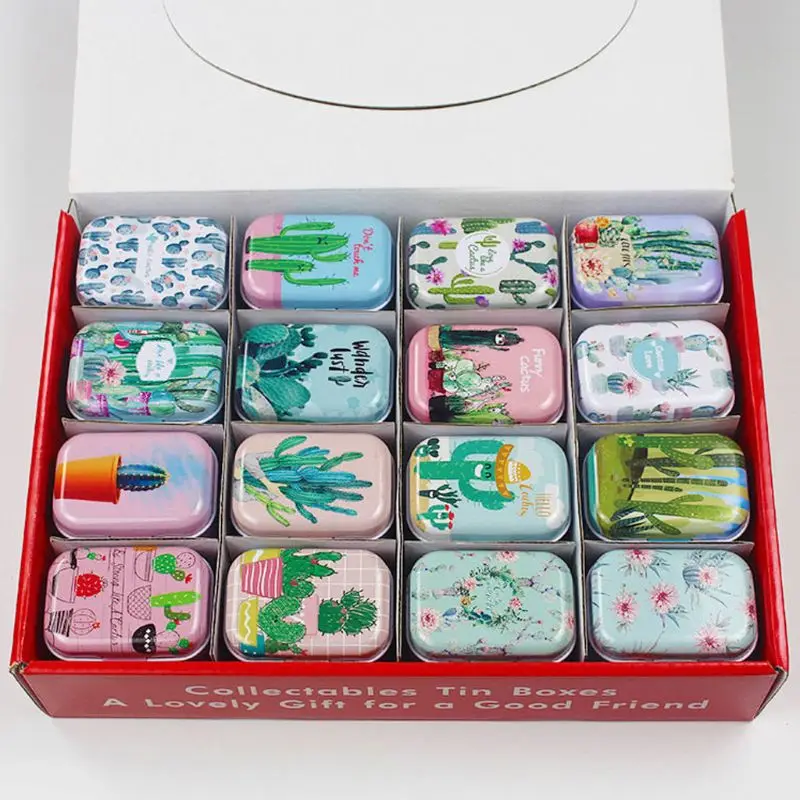 

Flower Mini Tin Trinket Jewelry Candy Small Coin Box Lipstick Storage Case Rectangular Gifts Packing Organizer Container Flip Co
