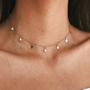 

Drop 7 Star Necklace Pendant Vintage Gold Silver Bohemia Choker Collares Chain Necklace For Men Women Jewelry Friendship Gift