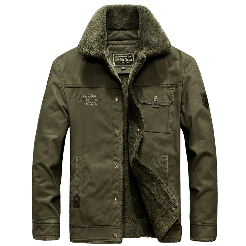 

AFS JEEP Parkas Men Winter Jacket Male Fleece Thick Warm Jacket Men Brand Denim Parka Coat Chaquetas Hombre Plus Size 5XL