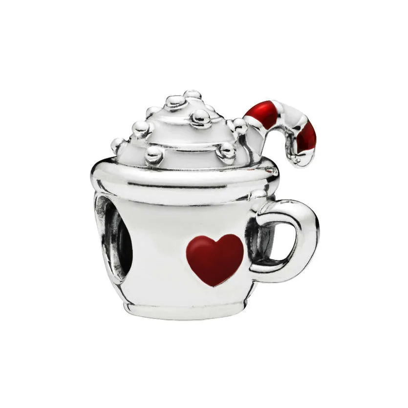 

Warm Cocoa Charm With Enamel Fits Pandora Bracelet Original Charm Sterling Silver 925 Beads DIY Making Jewelry 2018 Christmas