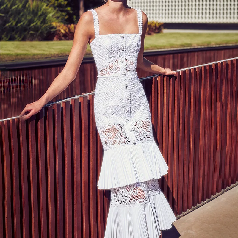 Vadim Hot Koop Katoen Kant Solid Maxi Jurk Zomerjurk 2019 Nieuwe Fishtail Mode Holle Lange Sectie Hoge Taille Riem vrouw Vadim Hot Koop Katoen Kant Solid Maxi Jurk Zomerjurk 2019 Nieuwe Fishtail Mode Holle Lange Sectie Hoge Taille Riem vrouw
