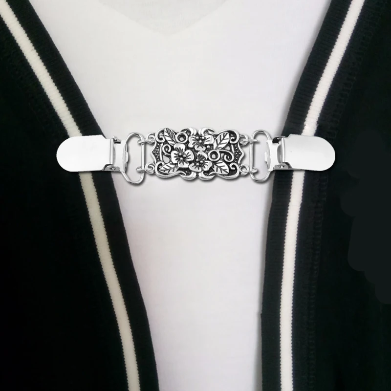 

Flower Shirt Collar Clip Cardigan Holder Sweater Shawl Clip with Duck mouth Clothing Pins Sewing Clips for Suspenders