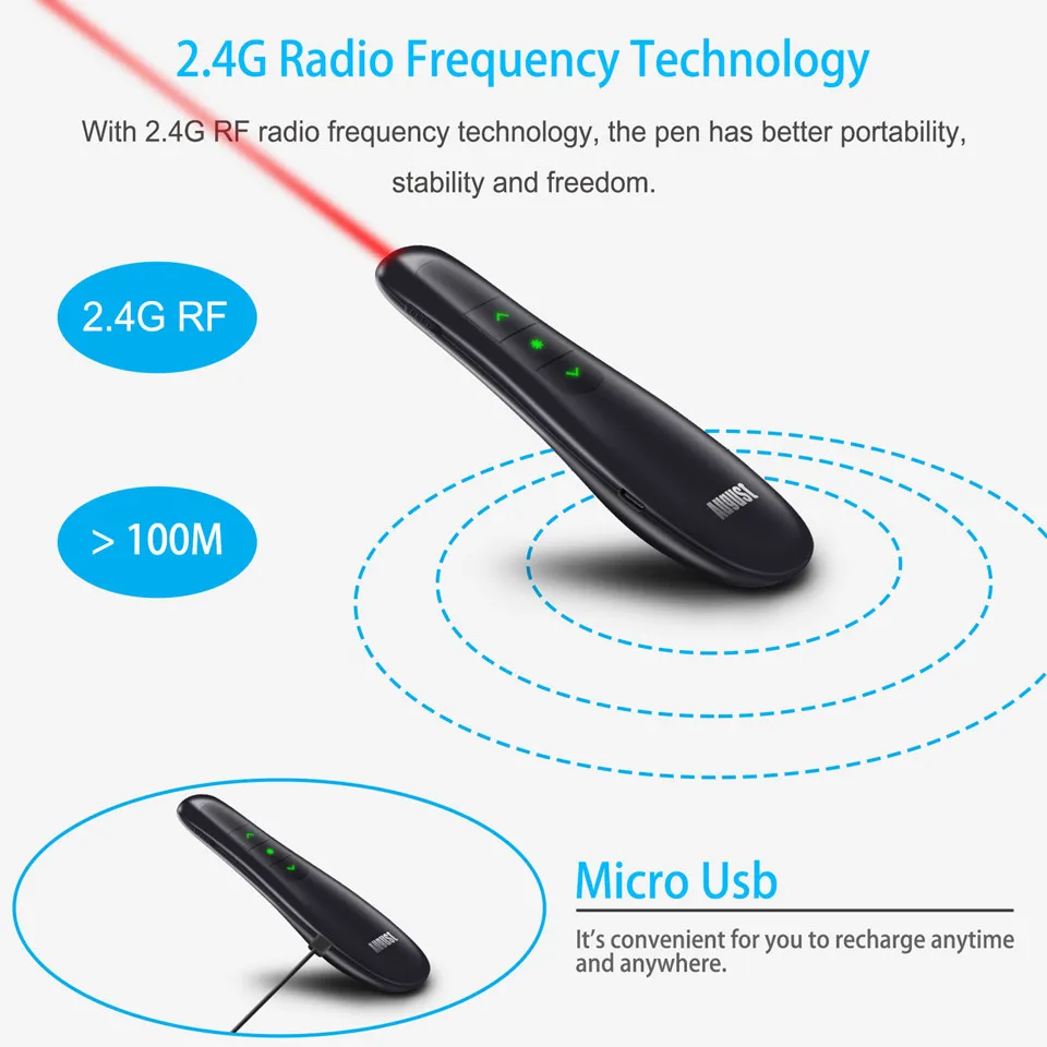 August LP230B RF 2.4GHz Wireless Presenter