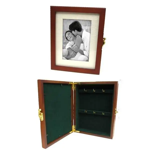 1Pc Retro Wooden Key Storage Box With Door Wall Hanging Box For Storage