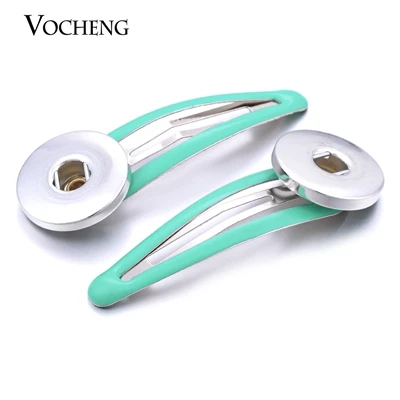 Vocheng 5 ярких цветов заколки для волос 18 мм Имбирная кнопка зажим для волос для девочек NN-397 - Окраска металла: green