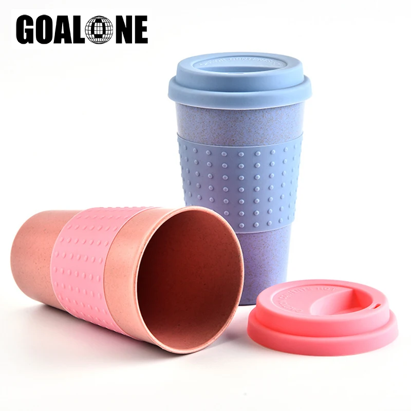 

GOALONE Wheat Straw Portable Toothbrush Cup Travel Coffee Mug with Silicone Lid and Protective case Non-slip Toothbrush Holder