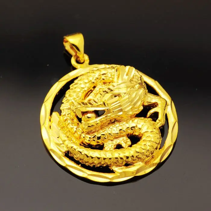 Реалистичная мифическая Подвеска В Форме Дракона ожерелье из желтого золота заполненный Шарм мужская женская подвеска-цепочка