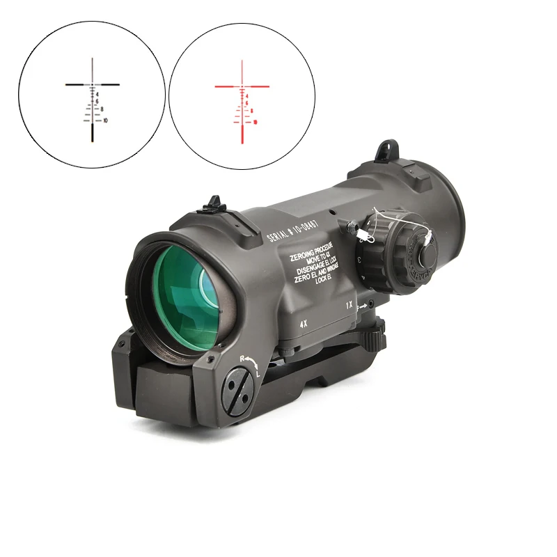 

Tactical Rifle Scope 1x-4x Fixed Dual Purpose Scope Red illuminated Red Dot Sight for Rifle Hunting Shooting