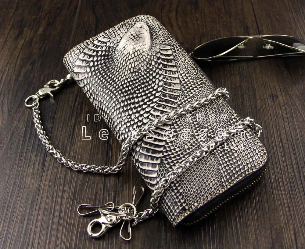 Moto Portefeuille Cuir Avec Peau Biker Porte Style Serpent En De Hommes clés MzpSUqVG