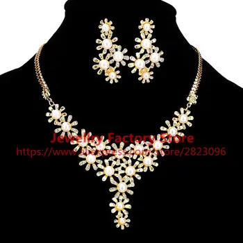 

200sets/lot stylish luxury crystal necklace wedding necklace earrings set bride jewelry wholesale crystal necklace earrings set