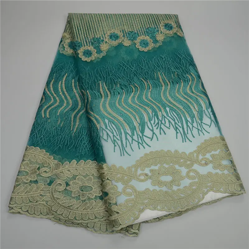 

factory price Embroidered Nigerian Tulle lace French Net Lace with Stones making wedding dress