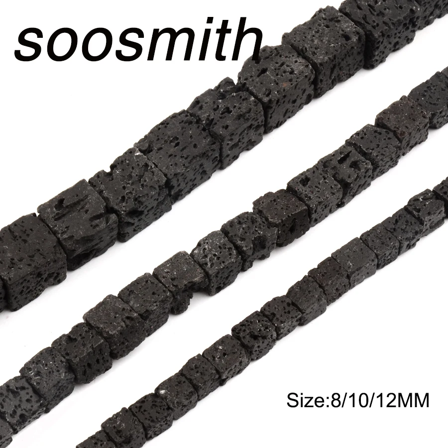 Бусины из натурального камня soosmith черные бусины лавы для самостоятельного
