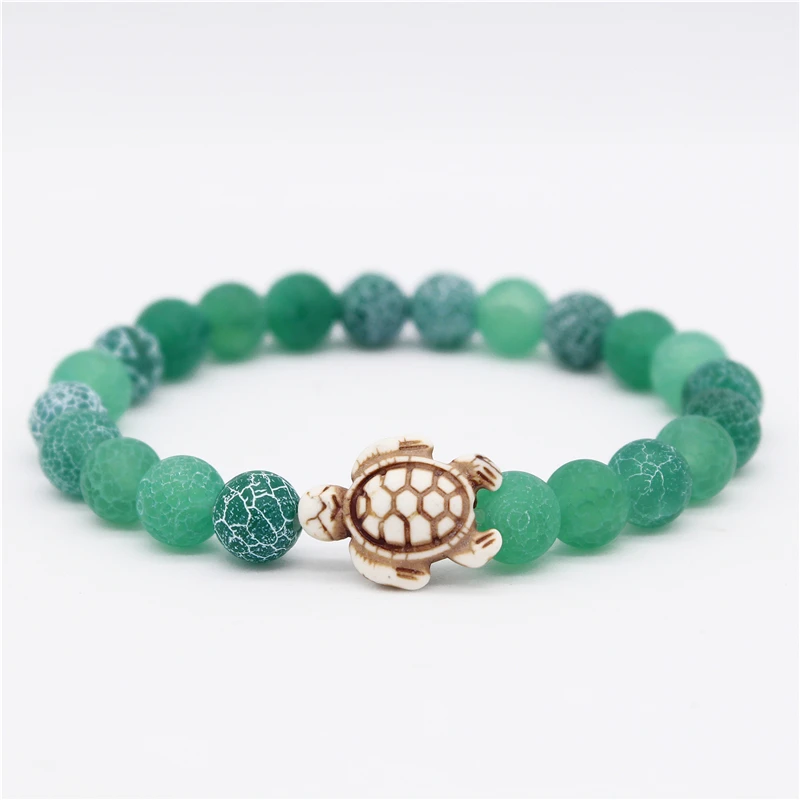 Морской черепаха Шарм браслет для женщин 8 мм зеленый атмосферный браслеты из камней и браслетов MBR180196