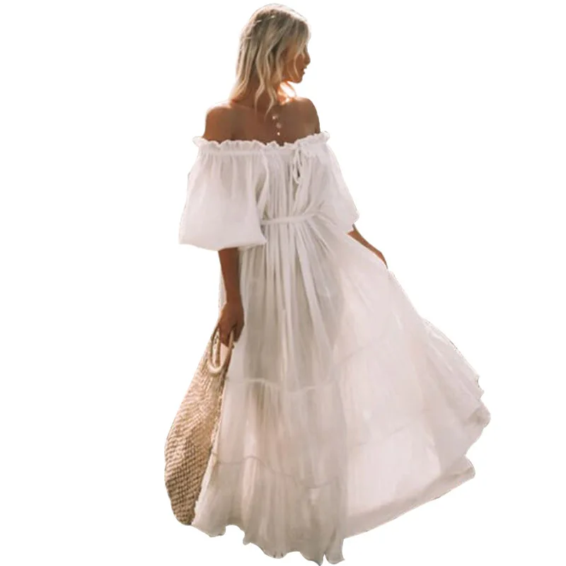 Plus Size White Boho Dress Online, 60 