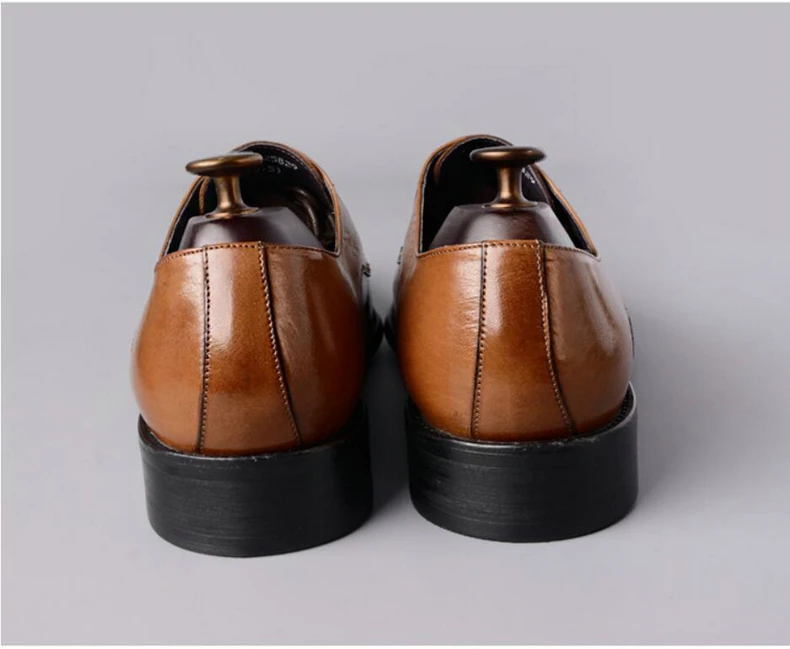 Mens Leather Casual Shoes Wedding Dress Shoe Genuine Leather Shoes Men Big Size Lace-up Oxford Shoes For Men Casual Plus Size 46 (9)