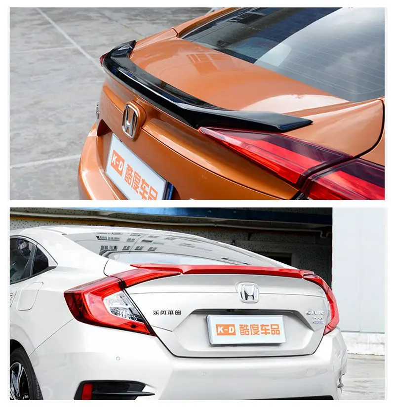 

MONTFORD For Honda Civic 10th Generation 4dr Sedan 2016 2017 ABS Plastic Unpainted Primer Color Rear Trunk Wing Lip Spoiler