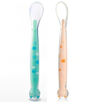 

Teething Utensils Cute Giraffe Baby Infant Silicone Spoon 1pc Feeding Fork Two In One Safety Tableware Infant Learning Spoons