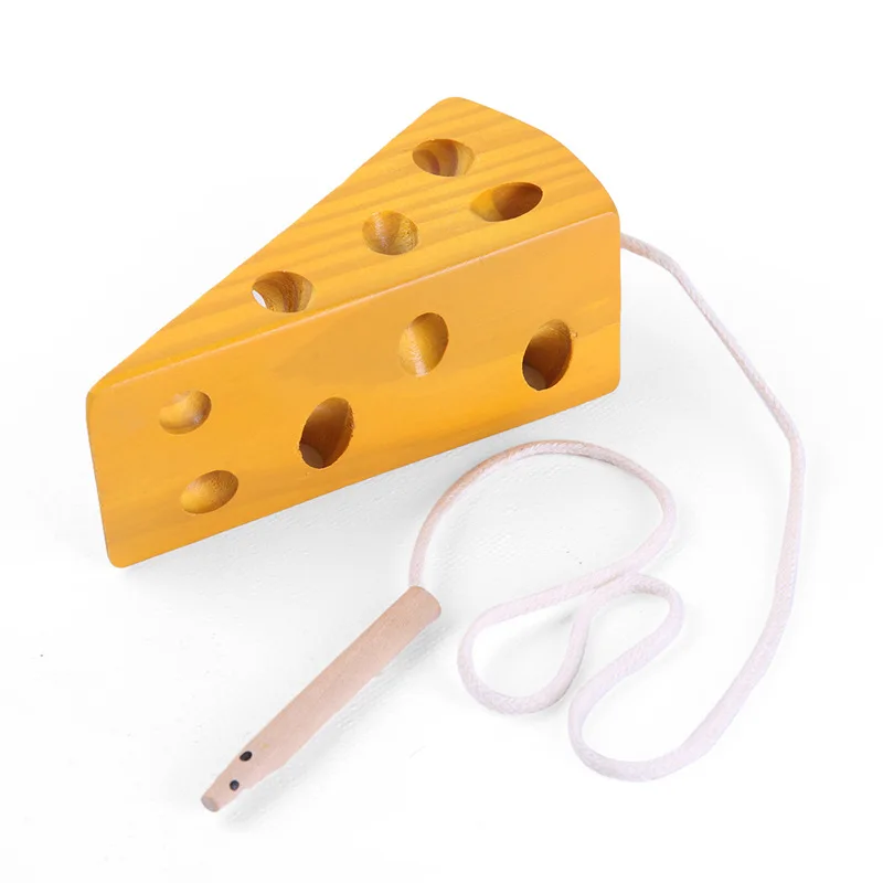 

Wooden Education Baby Kindergarten Mouse Thread Cheese Plaything Early Learning Education Toys Montessori Teaching Aids UD2764H