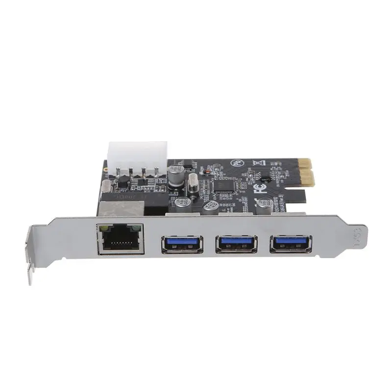 1000M Gigabit Ethernet Network Card PCI-E Multi I/O Controller USB 3.0 3 Ports