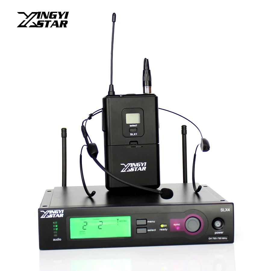 المهنية uhf اللاسلكي سماعة ميكروفون مزدوج مشبك اللاسلكي استقبال mic ل SLX4 SLX24 التدريس كاريوكي خلاط الصوت الكمبيوتر