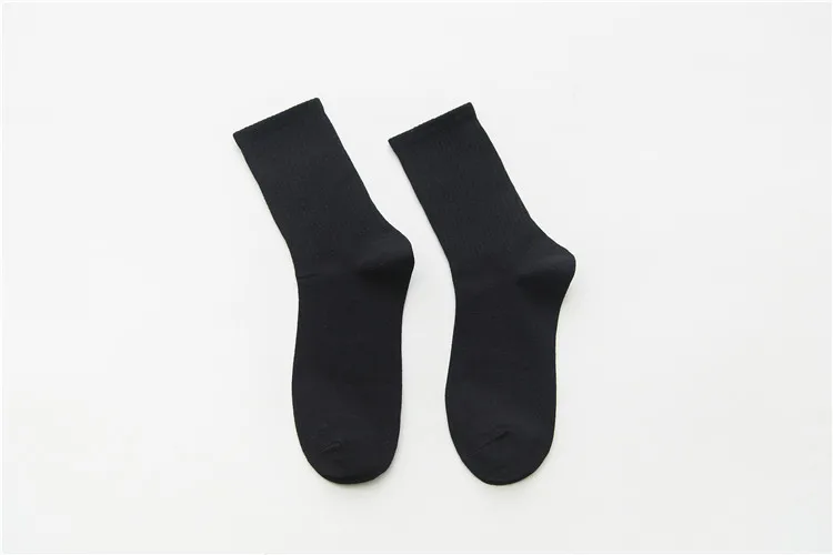 Унисекс, одноцветные мужские носки, 100 хлопок, Харадзюку, цветные носки средней длины, мужские стандартные, 1 пара, белые, черные, Прямая поставка, подарки для мужчин - Цвет: Black