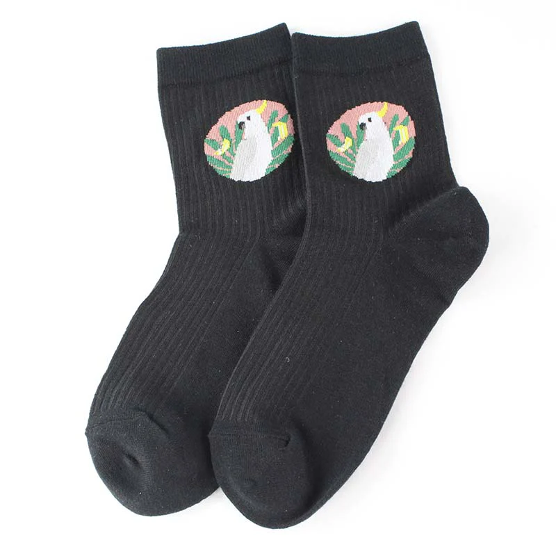 Уникальные регулируемые рождественские мягкие носки с рисунками животных Harajuku удобные хлопковые эластичные теплые уличные хип-поп милые птицы 1 пара