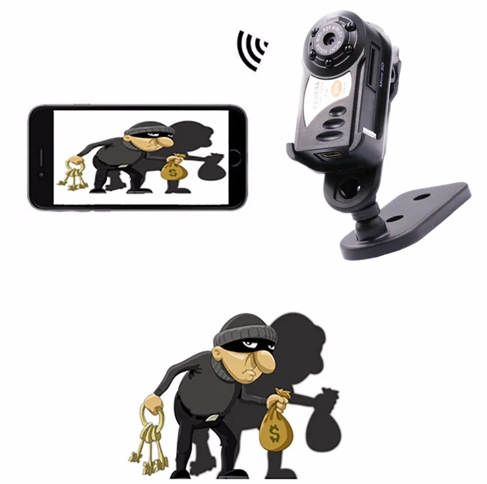 Лидер продаж 720 P HD q7 mini Wi Fi dvr wireless ip видеокамеры с Встроенный микрофон ИК ночного