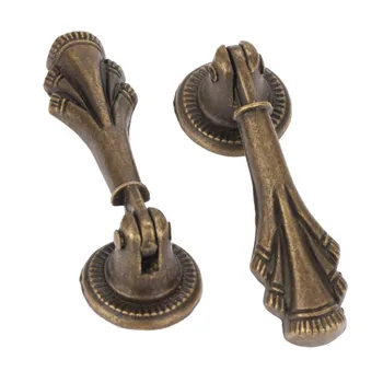 2Pcs 19x60mm Antique Furniture Wood Box Handle Drawer Cabinet Handle and Knob Kitchen Wardrobe Door Pull Handle Knobs Zinc Alloy