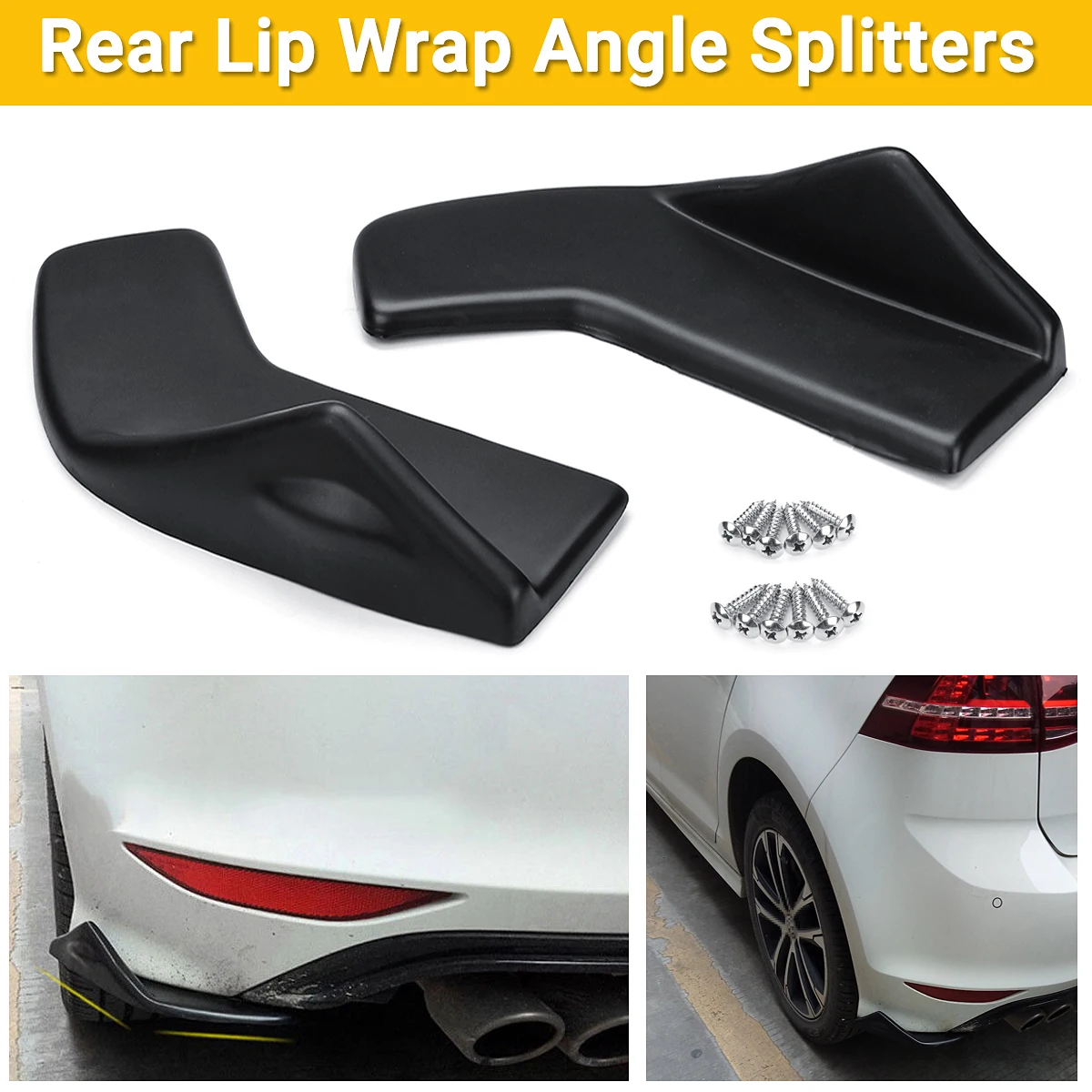 

2pcs Black Universal Car Rear Bumper Lip Wrap Splitters Side Skirt Extensions Scratch Guard Protection