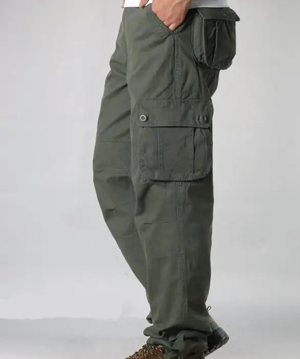 Men's Cargo Pants Mens Casual Multi Pockets Military Tactical Pants Men Outwear Straight slacks Long Trousers Large size 42 44 blue cargo pants