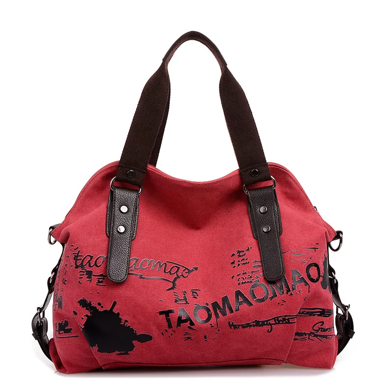 Винтажная женская сумка с граффити, Холщовая Сумка, женская сумка от известного дизайнера, женская сумка-тоут, модная большая сумка, Основная сумка, bolso S1806 - Цвет: Красный