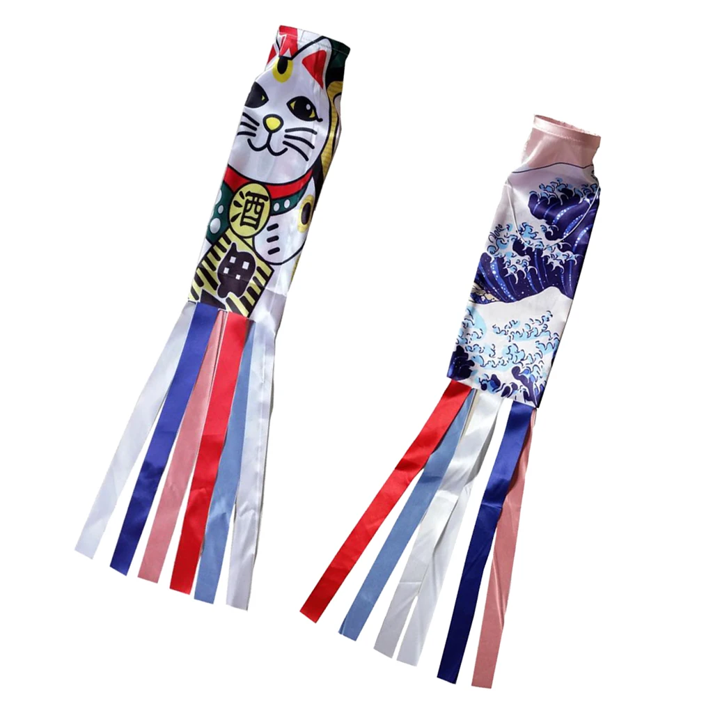 2Pcs Koi Nobori Carp Windsocks Streamers Colorful Fish Flag Decoration 70cm