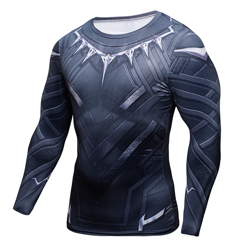 

Black Panther 3D Printed T-shirts Captain America Civil War Tee Long Sleeve Cosplay Costume Fitness Clothing Compression Tops