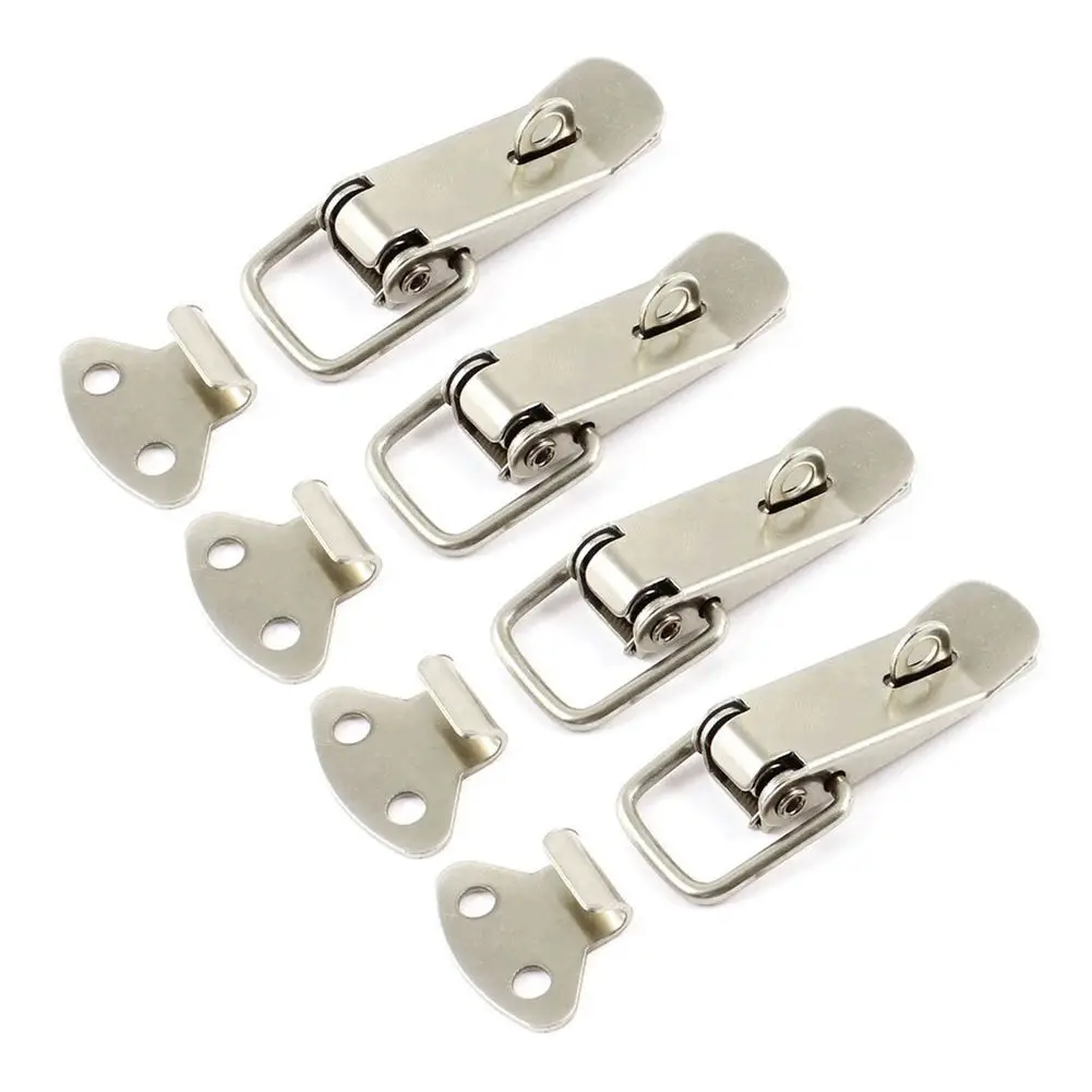 

4 Set Silver Tone Spring Loaded Cases Cabinet Drawer Toggle Latch Hasp
