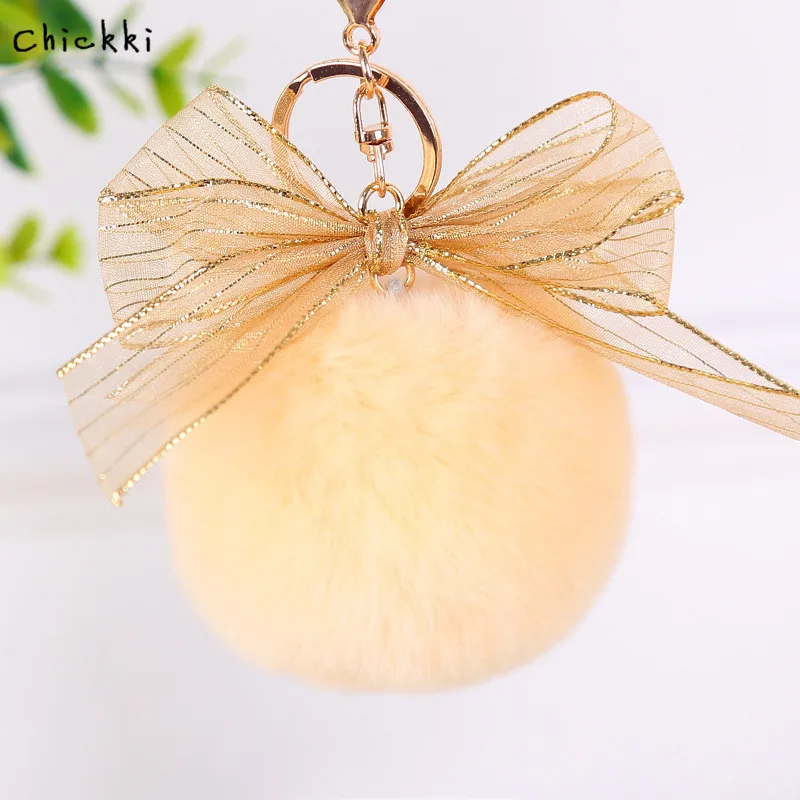

2018 new alloy hair ball keychain car creative pendant girl bag hanging ornaments