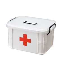 White Plastic Home First Aid Kit Medical Box 2 Layers Portable Outdoor Survival Emergency Kits Treatment Medication Storage Box