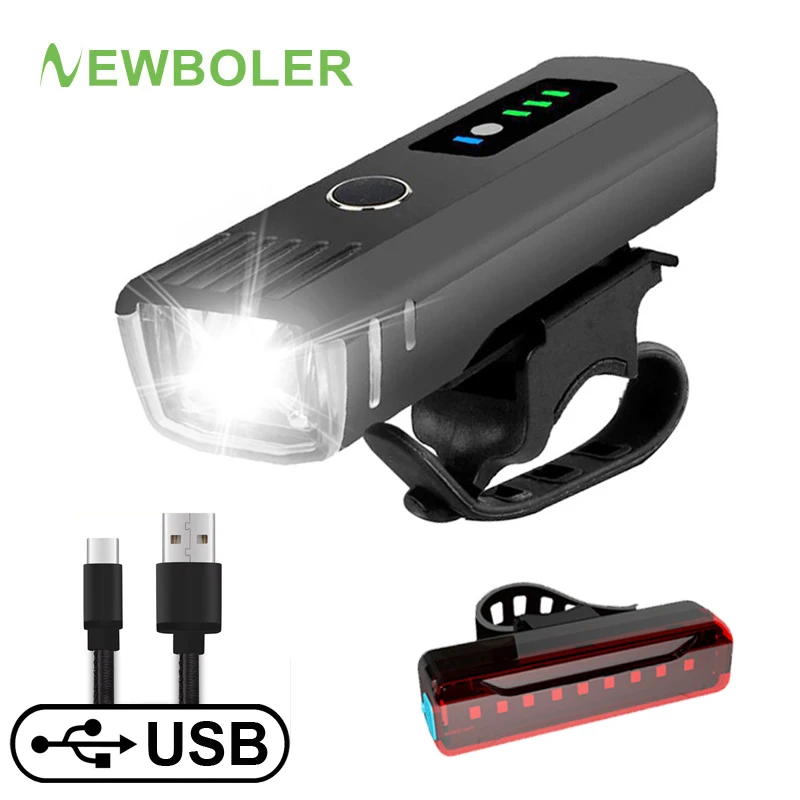 BOLER Smart Induction Bicycle Front Light Set USB Rechargeable Rear Light LED Headlight Bike Lamp C - 33046939631