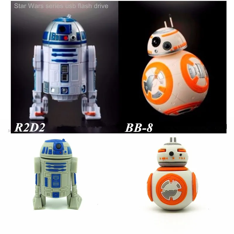 Мода Звездные войны BB-8& R2D2 милый флеш-накопитель робот usb флеш-накопитель 4 ГБ/8 ГБ/16 ГБ/32 ГБ usb 2,0 флэш-диск карта памяти мультфильм BB8